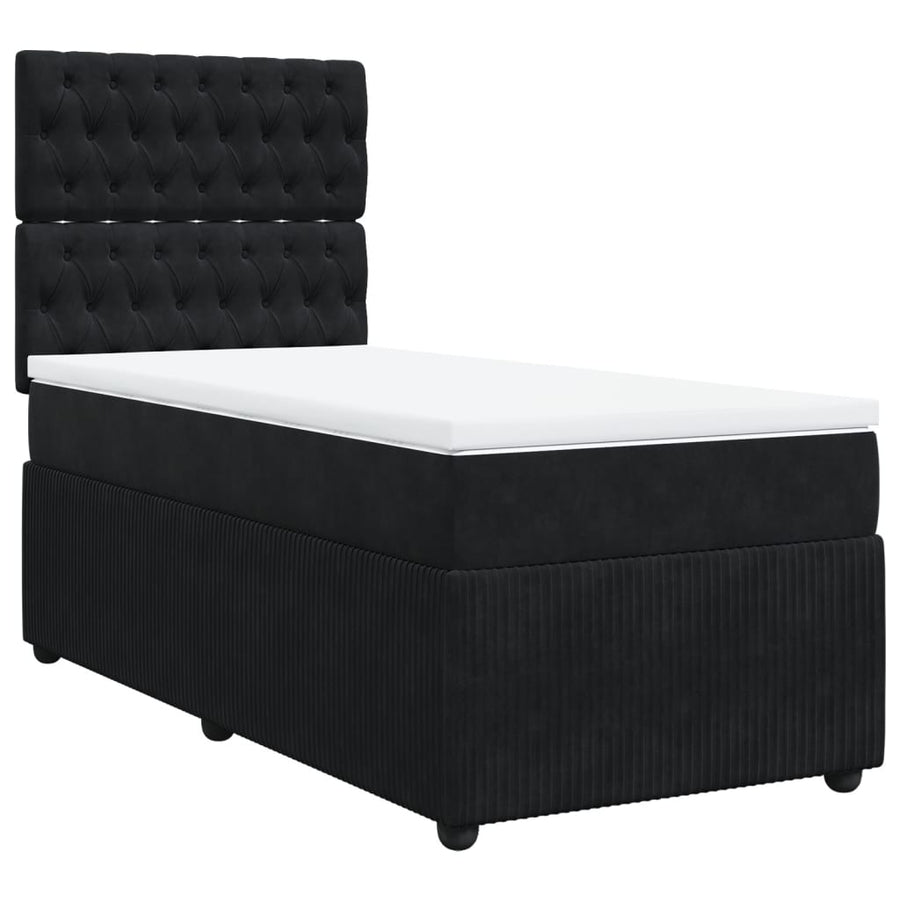 Boxspring met matras fluweel zwart 80x200 cm
