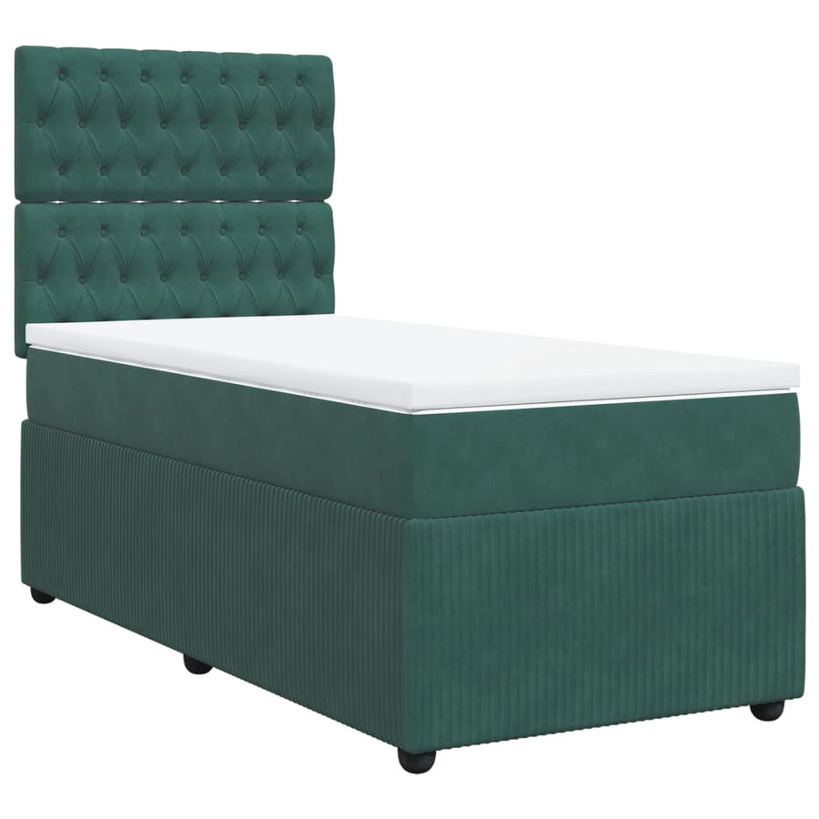 Boxspring met matras fluweel donkergroen 80x200 cm