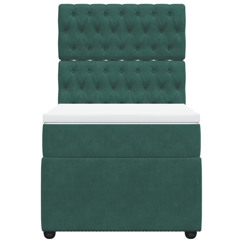 Boxspring met matras fluweel donkergroen 80x200 cm