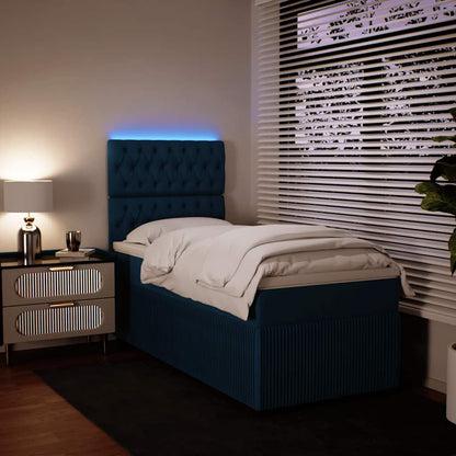 Boxspring met matras fluweel blauw 80x200 cm