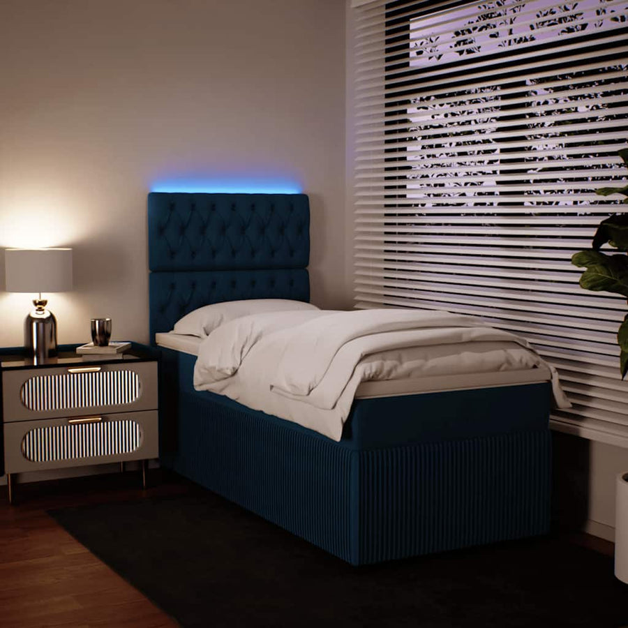 Boxspring met matras fluweel blauw 80x200 cm