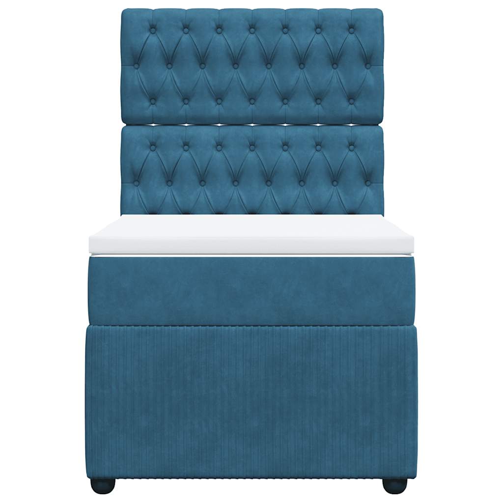 Boxspring met matras fluweel blauw 80x200 cm