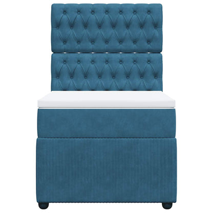 Boxspring met matras fluweel blauw 80x200 cm
