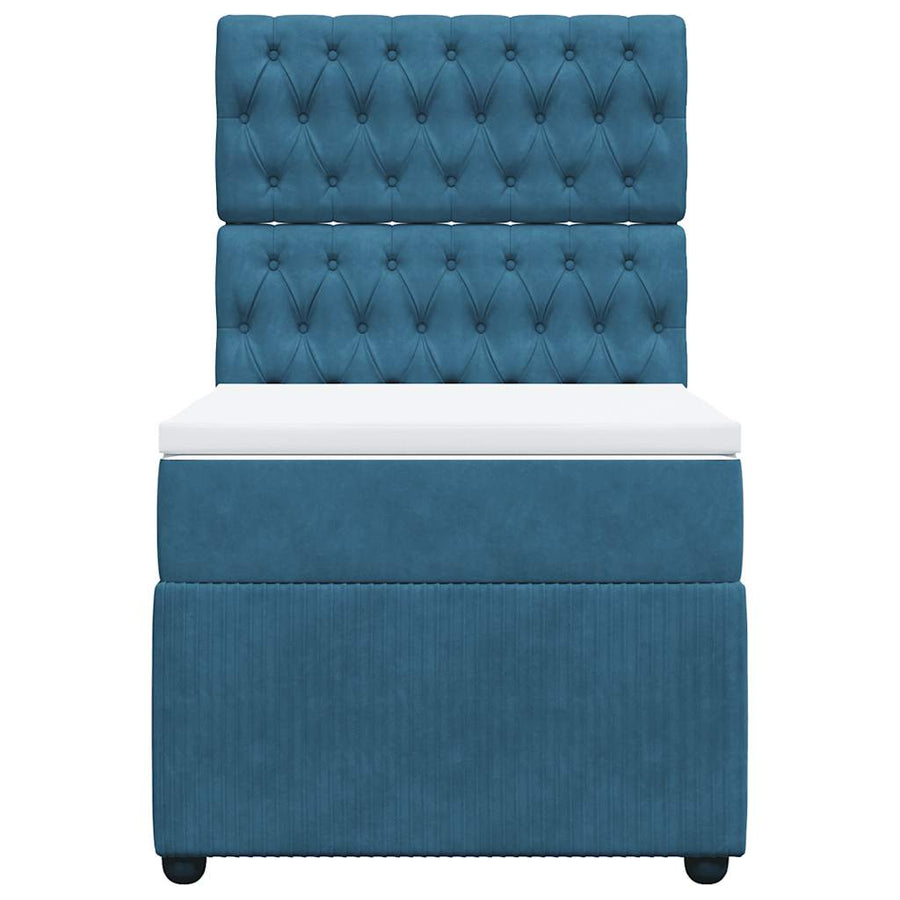 Boxspring met matras fluweel blauw 80x200 cm