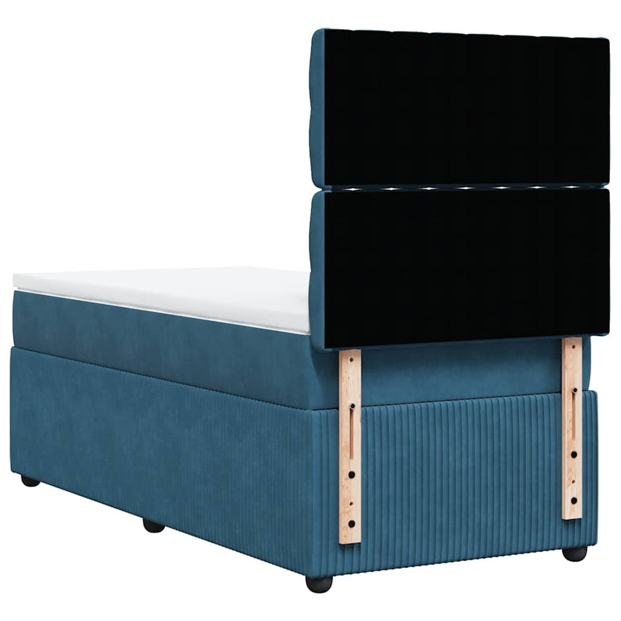 Boxspring met matras fluweel blauw 80x200 cm