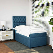 Box spring with mattress velvet blue 80x200 cm