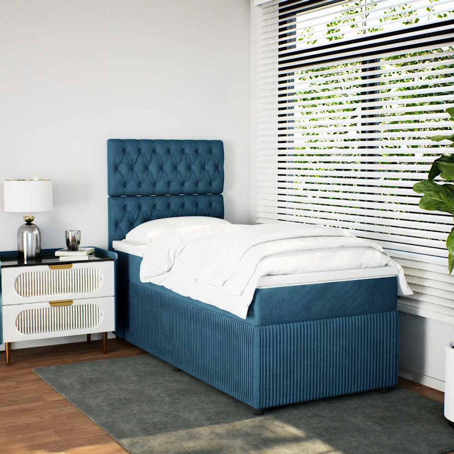 Boxspring met matras fluweel blauw 80x200 cm