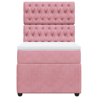 Boxspring met matras fluweel roze 80x200 cm
