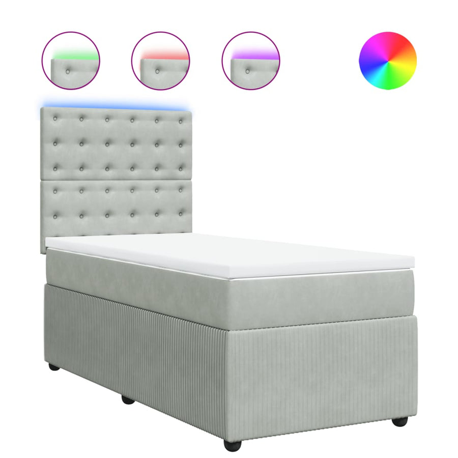 Boxspring met matras fluweel lichtgrijs 80x200 cm