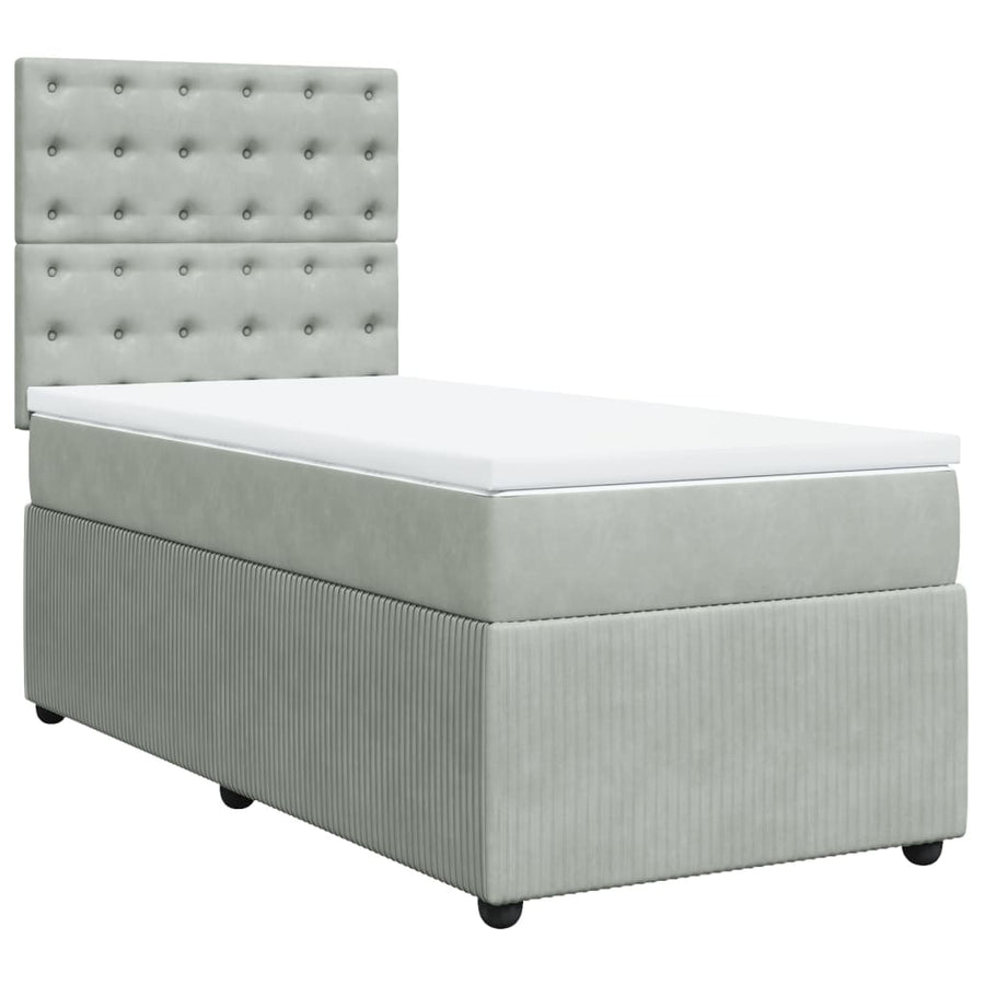 Boxspring met matras fluweel lichtgrijs 80x200 cm