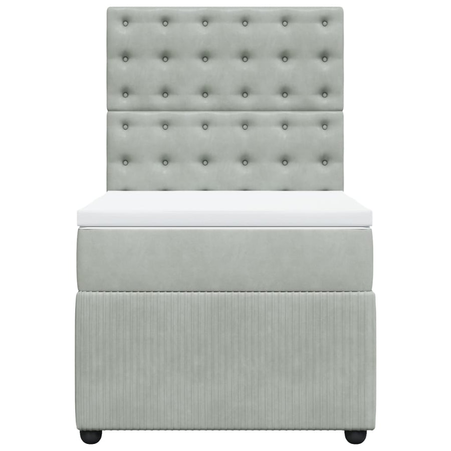 Boxspring met matras fluweel lichtgrijs 80x200 cm