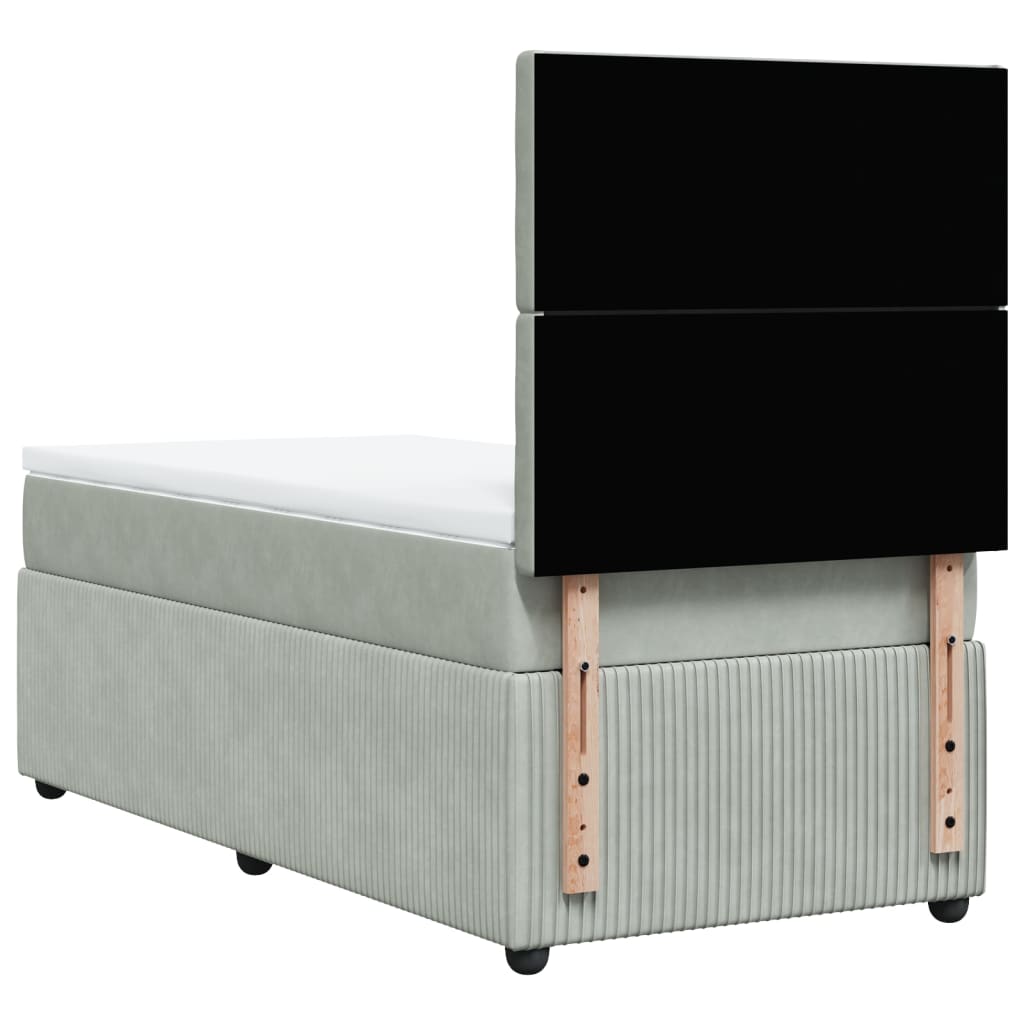 Boxspring met matras fluweel lichtgrijs 80x200 cm