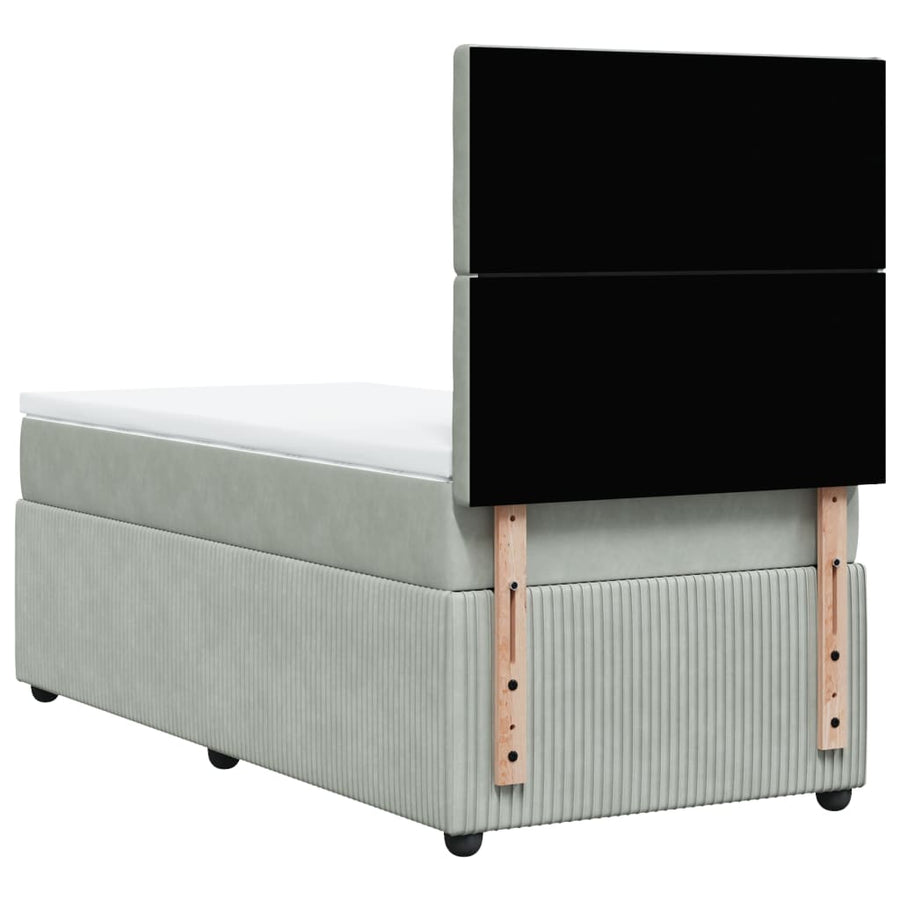 Boxspring met matras fluweel lichtgrijs 80x200 cm
