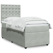 Box spring with velvet light gray mattress 80x200 cm