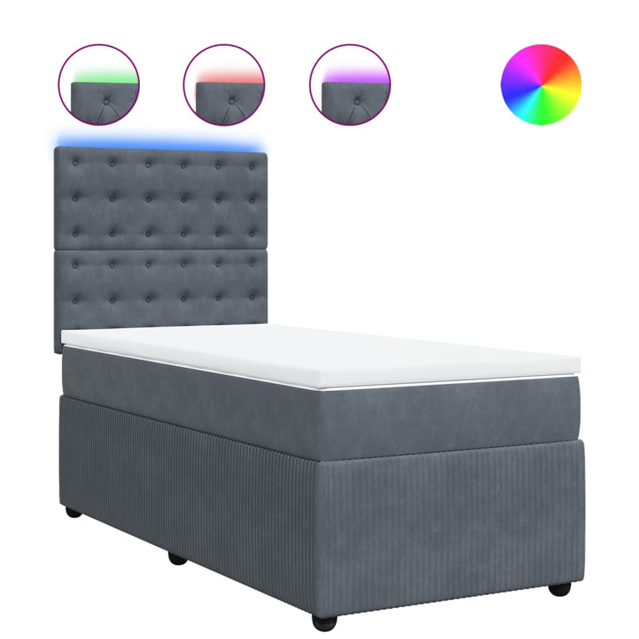 Boxspring met matras fluweel donkergrijs 80x200 cm