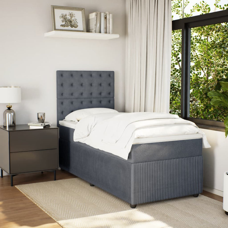 Boxspring met matras fluweel donkergrijs 80x200 cm