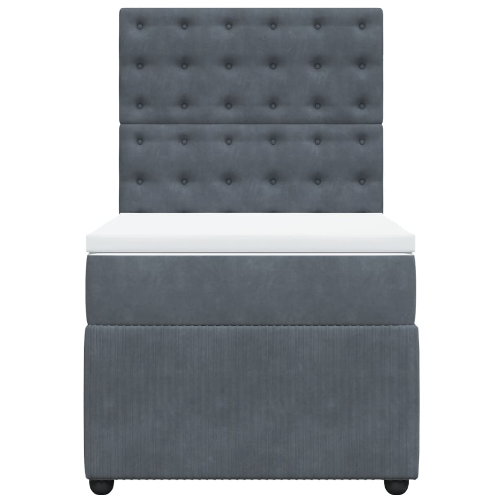 Boxspring met matras fluweel donkergrijs 80x200 cm