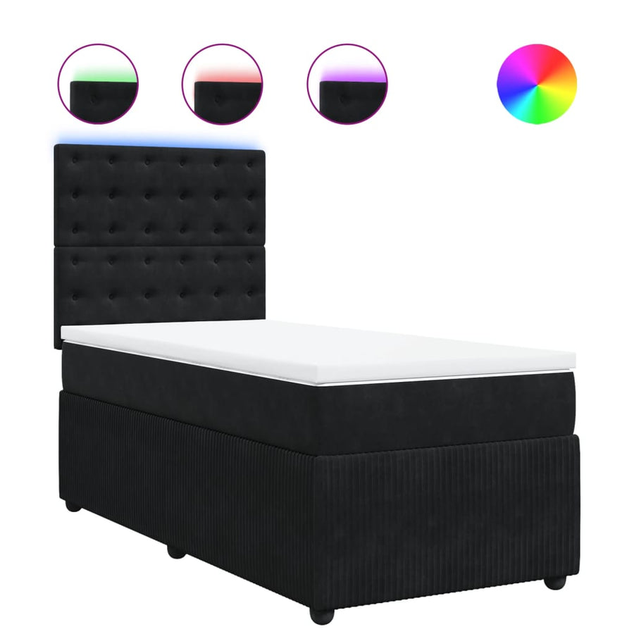 Boxspring met matras fluweel zwart 80x200 cm