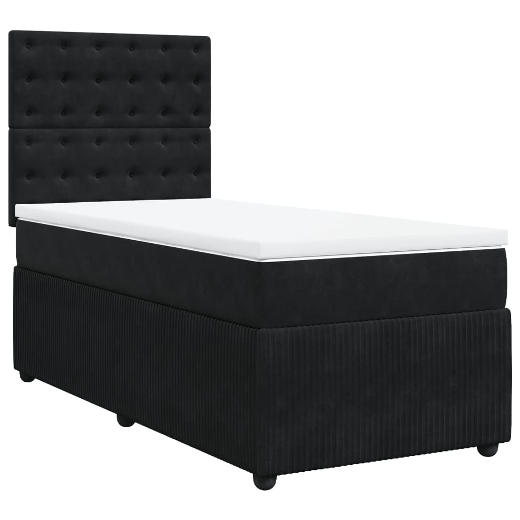 Boxspring met matras fluweel zwart 80x200 cm