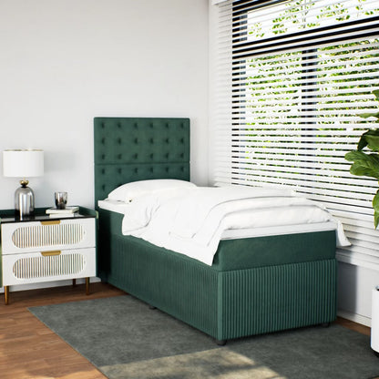 Boxspring met matras fluweel donkergroen 80x200 cm