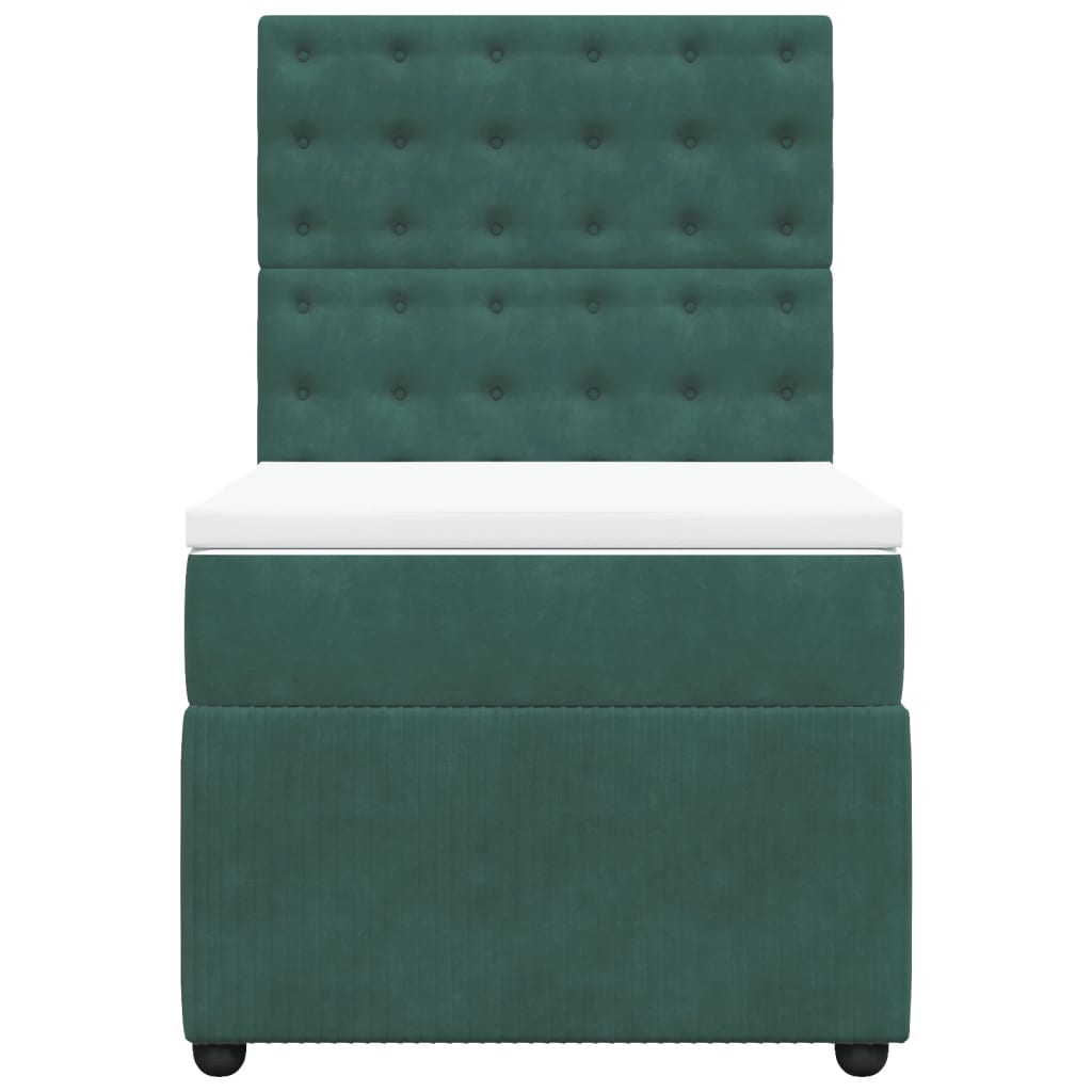 Boxspring met matras fluweel donkergroen 80x200 cm