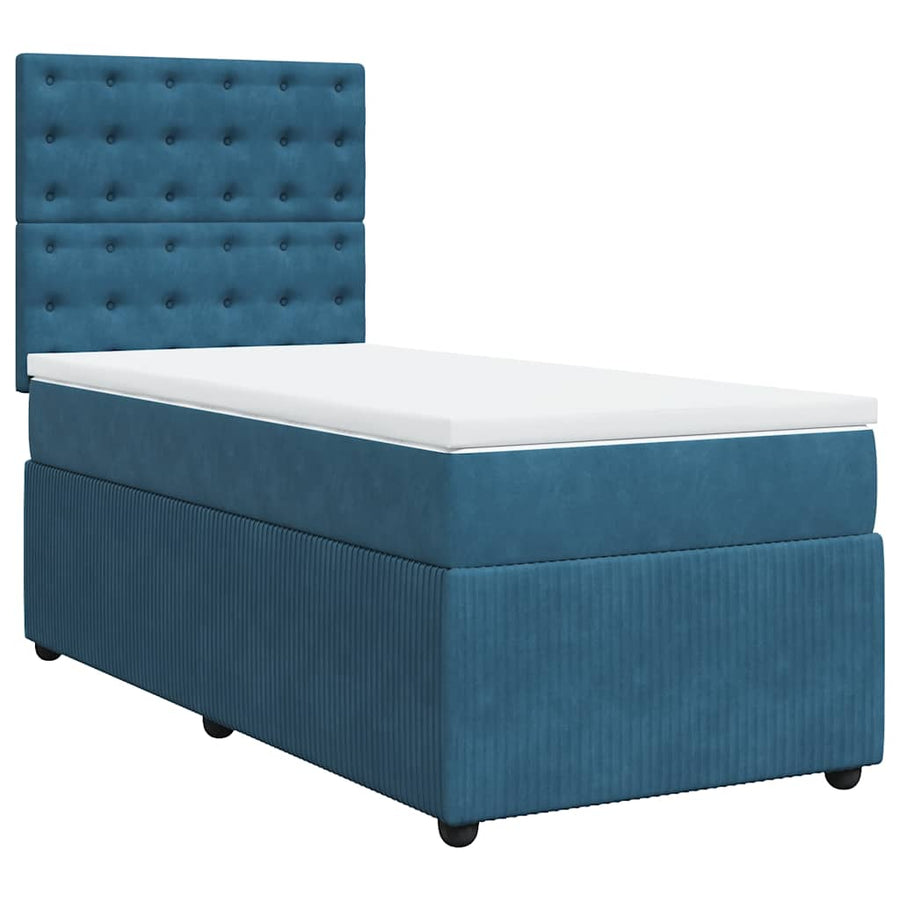Boxspring met matras fluweel blauw 80x200 cm