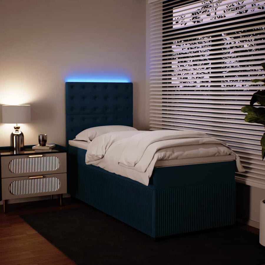 Boxspring met matras fluweel blauw 80x200 cm