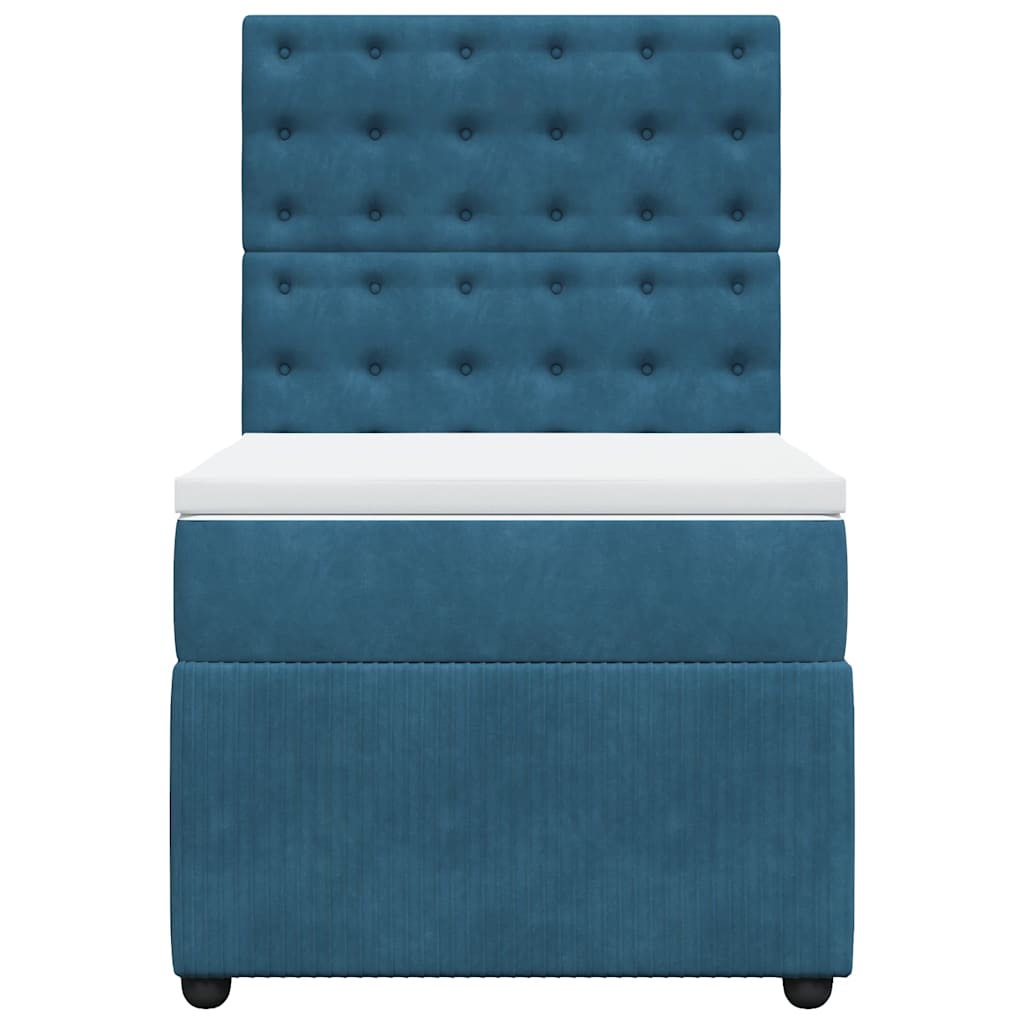 Boxspring met matras fluweel blauw 80x200 cm