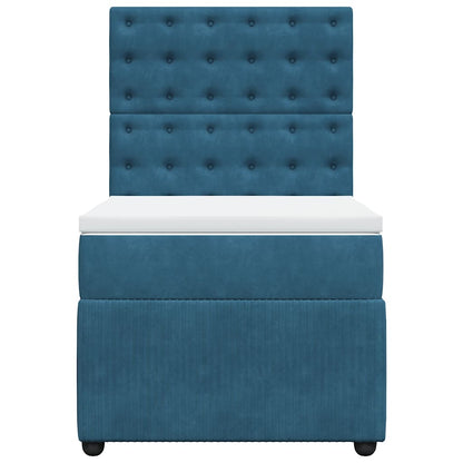 Boxspring met matras fluweel blauw 80x200 cm