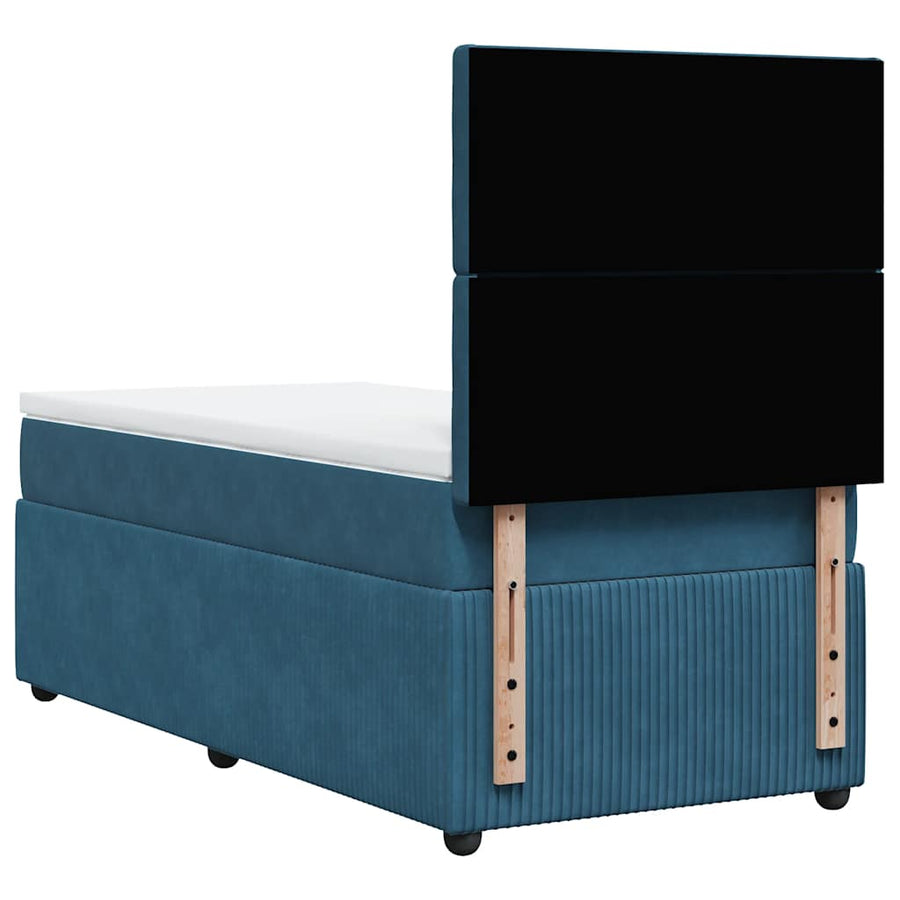 Boxspring met matras fluweel blauw 80x200 cm