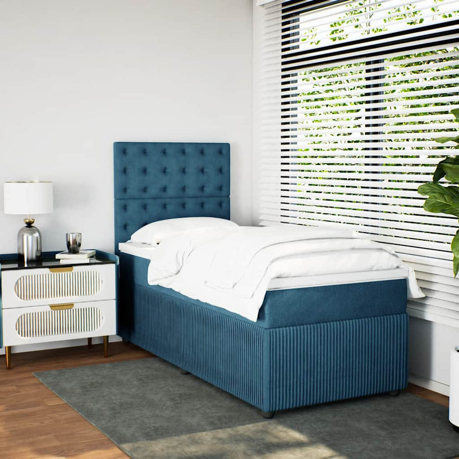 Boxspring met matras fluweel blauw 80x200 cm