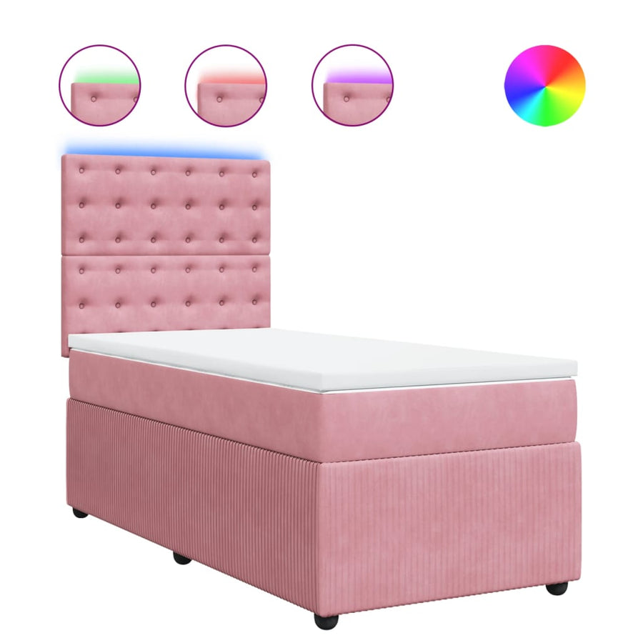 Boxspring met matras fluweel roze 80x200 cm