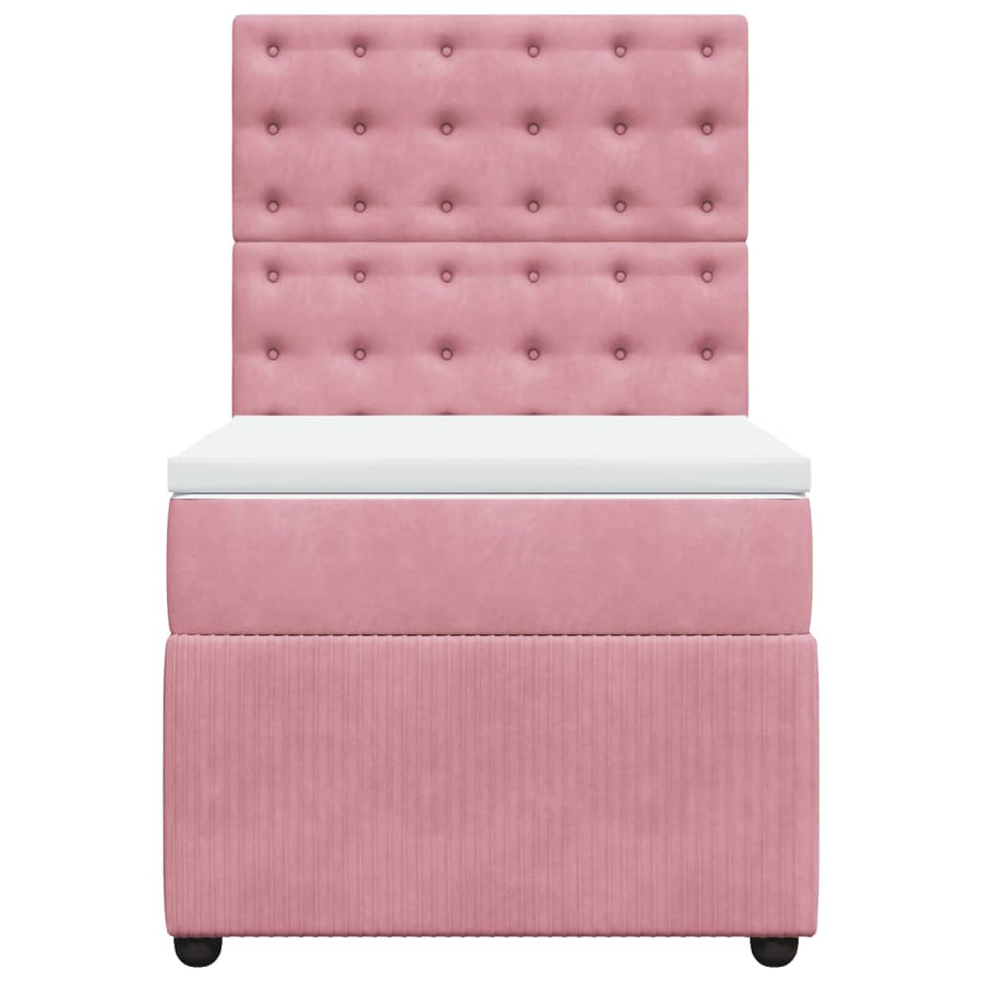 Boxspring met matras fluweel roze 80x200 cm
