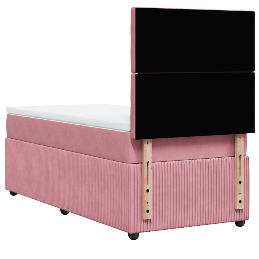 Boxspring met matras fluweel roze 80x200 cm