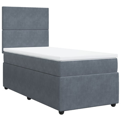 Boxspring met matras fluweel donkergrijs 90x190 cm