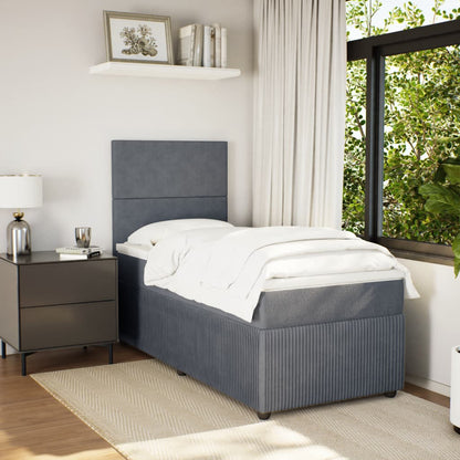 Boxspring met matras fluweel donkergrijs 90x190 cm
