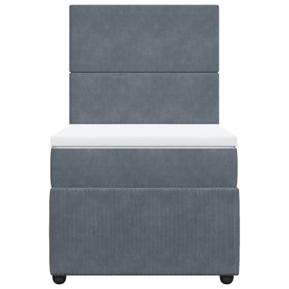 Boxspring met matras fluweel donkergrijs 90x190 cm