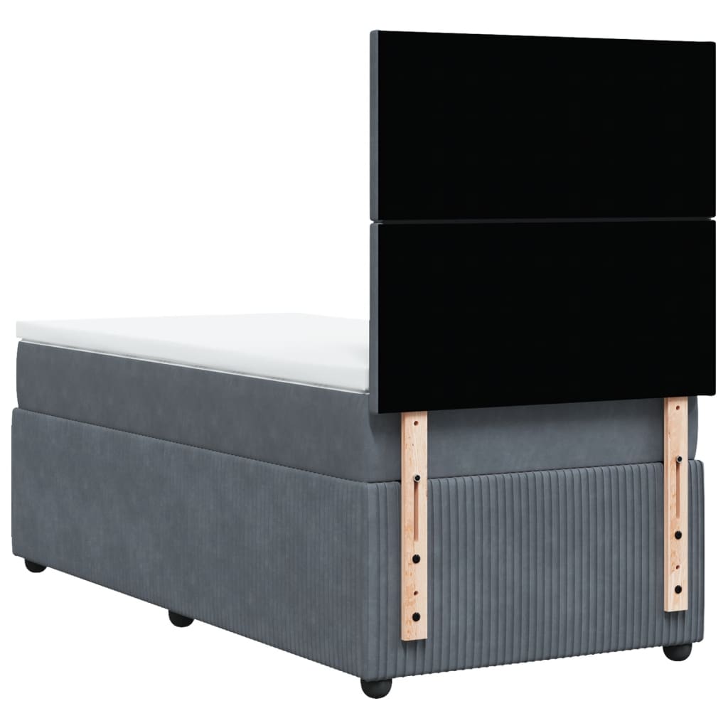 Boxspring met matras fluweel donkergrijs 90x190 cm