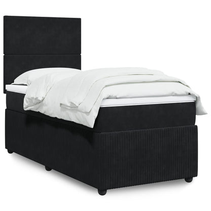 Boxspring met matras fluweel zwart 90x190 cm