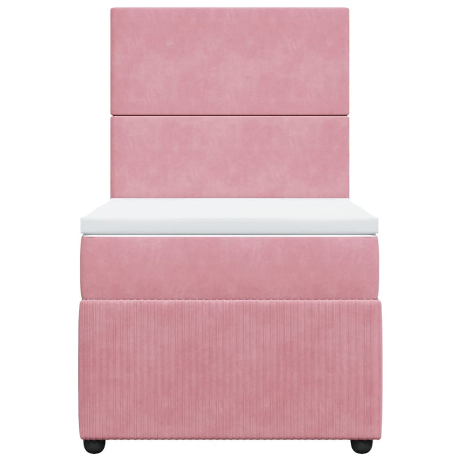 Boxspring met matras fluweel roze 90x190 cm
