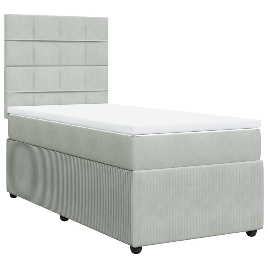 Boxspring met matras fluweel lichtgrijs 90x190 cm