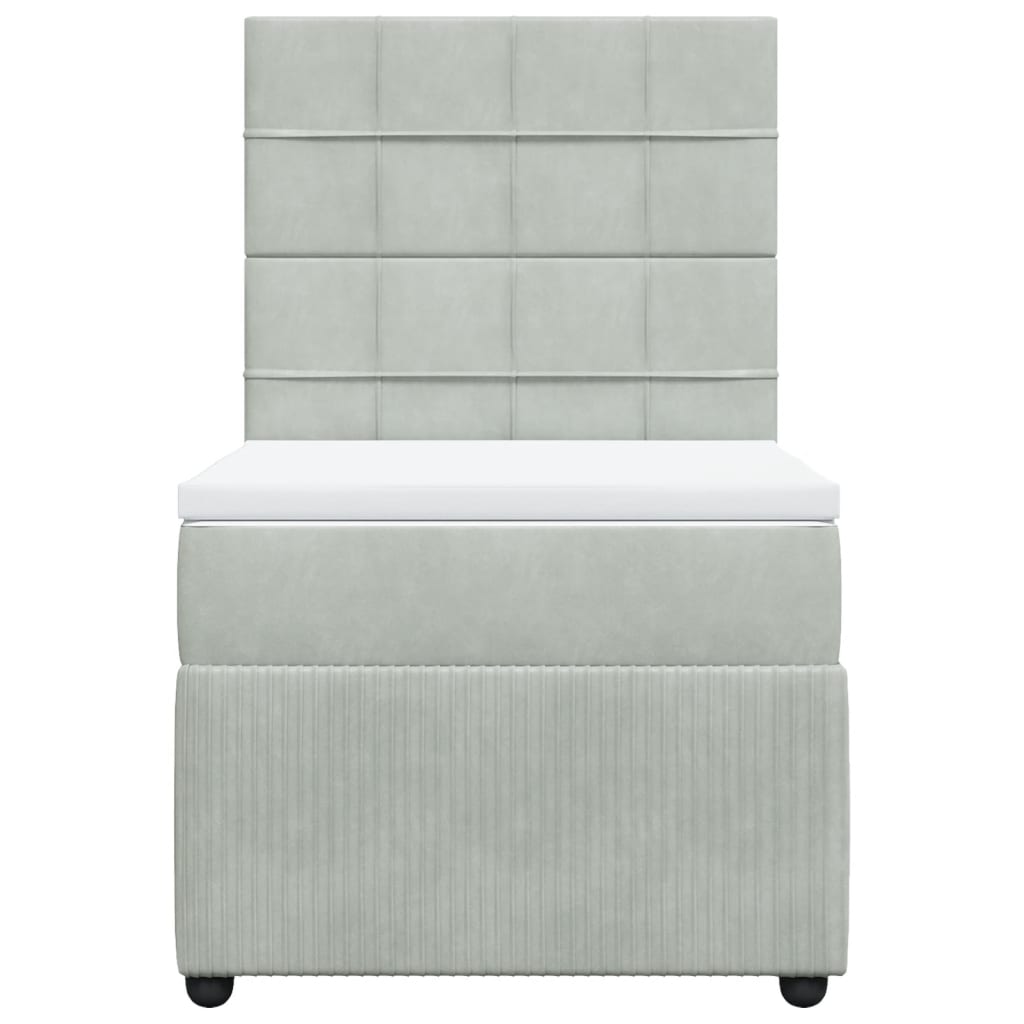 Boxspring met matras fluweel lichtgrijs 90x190 cm