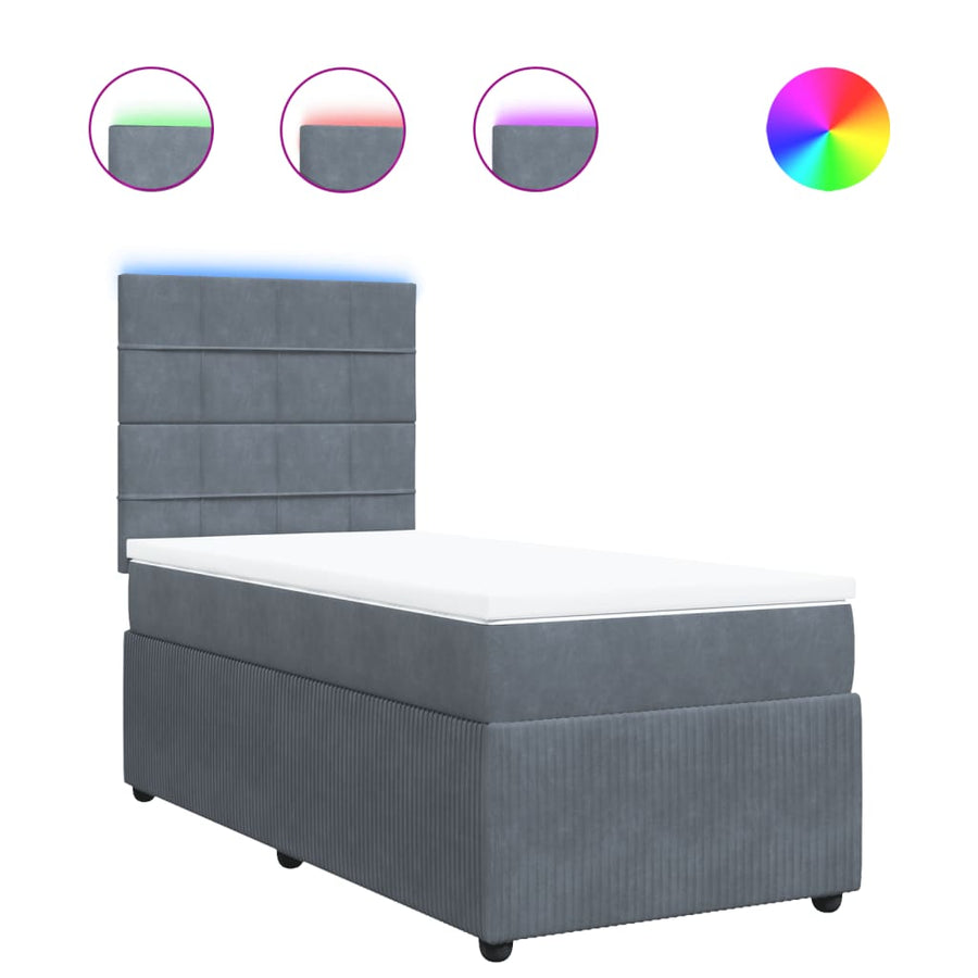 Boxspring met matras fluweel donkergrijs 90x190 cm
