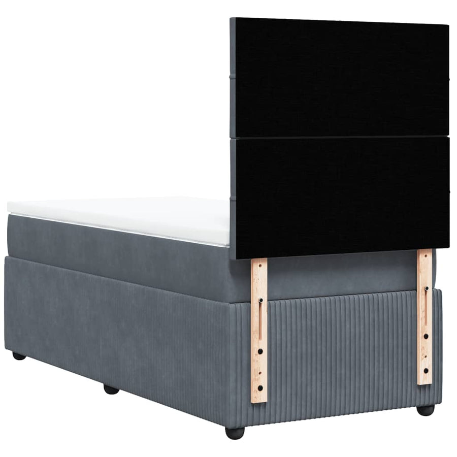 Boxspring met matras fluweel donkergrijs 90x190 cm