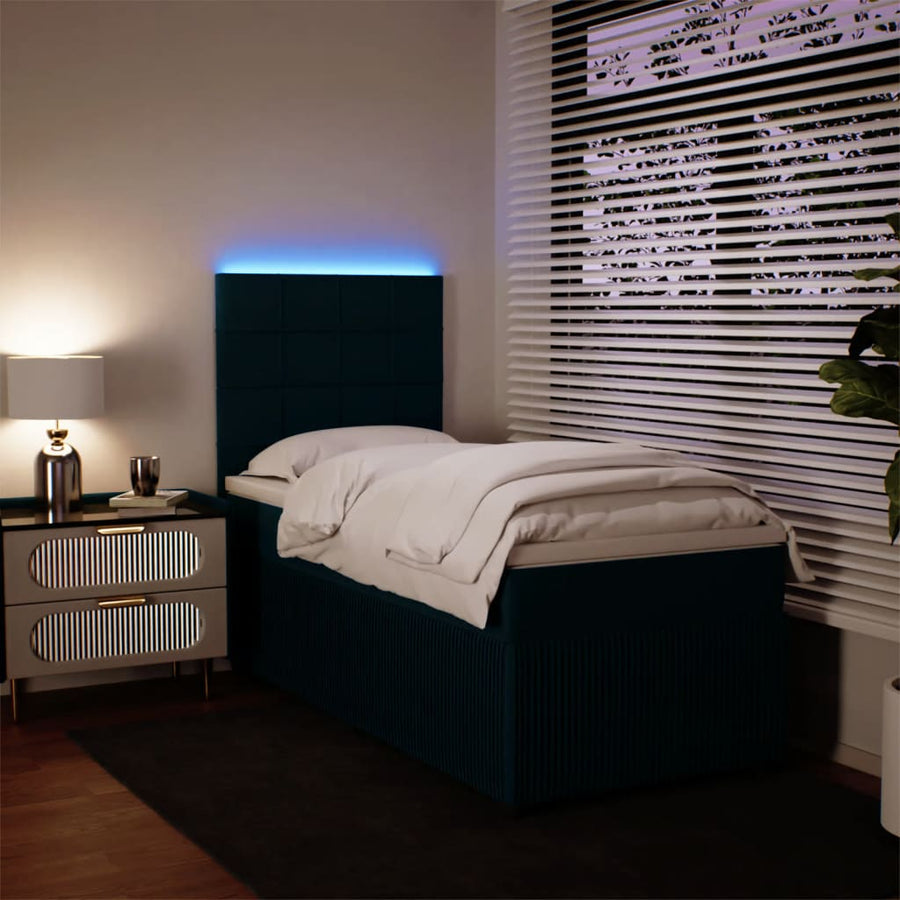 Boxspring met matras fluweel blauw 90x190 cm