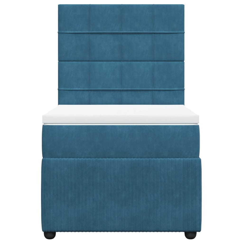 Boxspring met matras fluweel blauw 90x190 cm