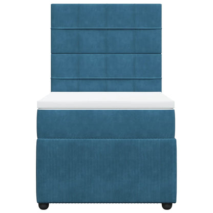 Boxspring met matras fluweel blauw 90x190 cm