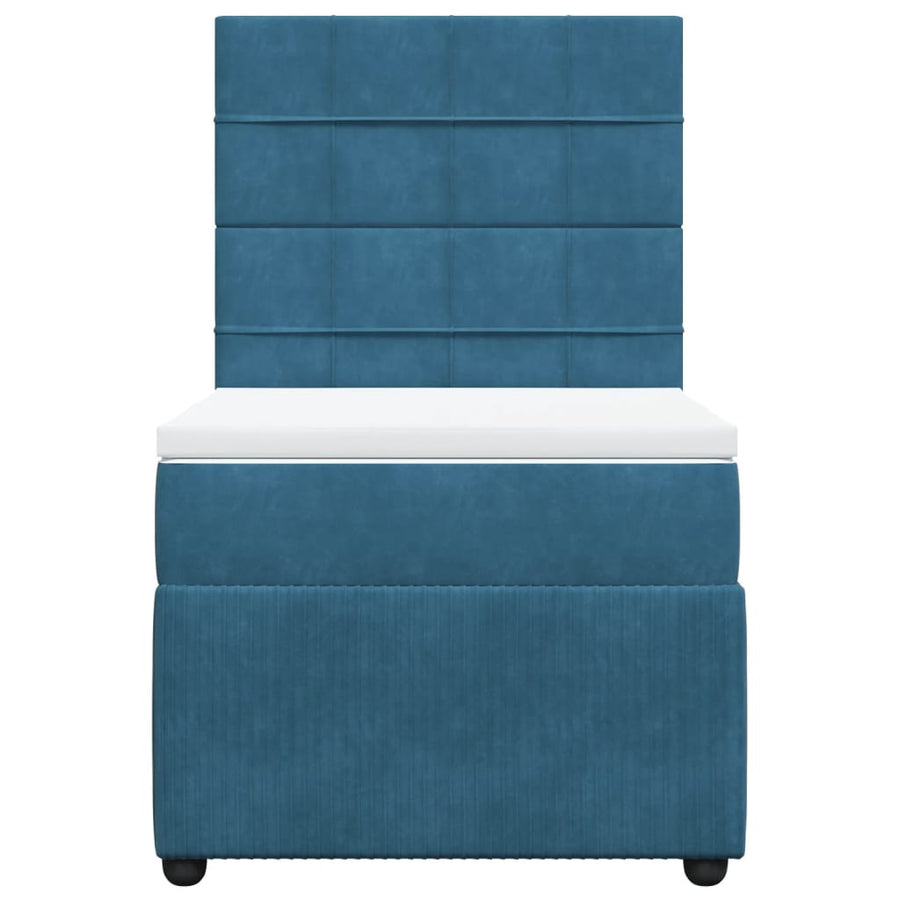 Boxspring met matras fluweel blauw 90x190 cm