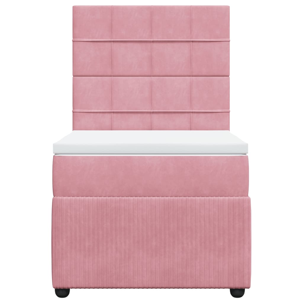 Boxspring met matras fluweel roze 90x190 cm