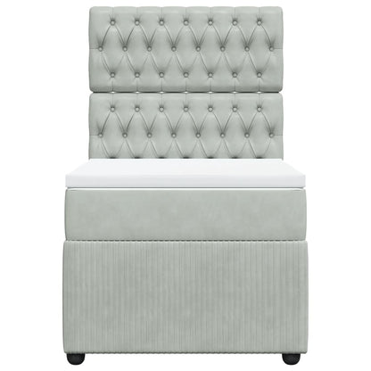 Boxspring met matras fluweel lichtgrijs 90x190 cm